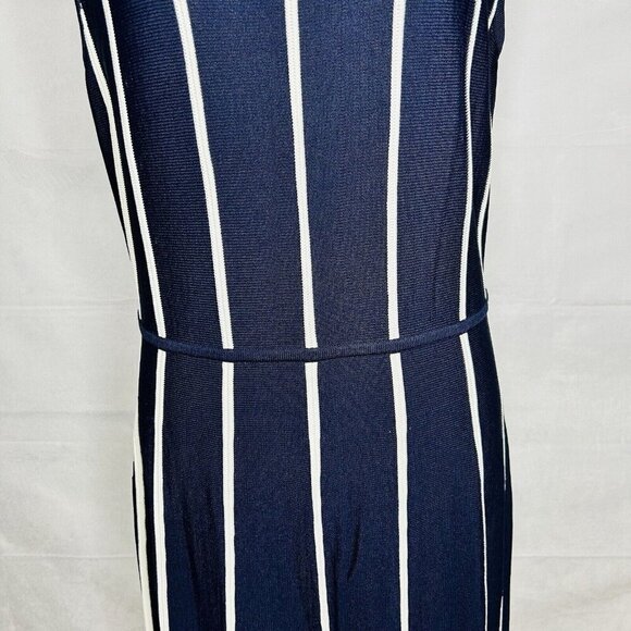 Calvin Klein Sweater Dress Size M Sleeveless Long Navy Blue Striped - Picture 3 of 10